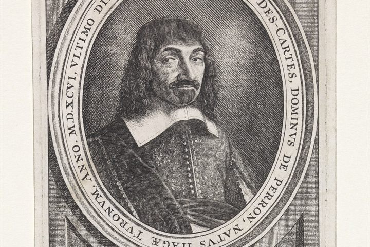 Portrait of René Descartes, engraving, Rijksmuseum