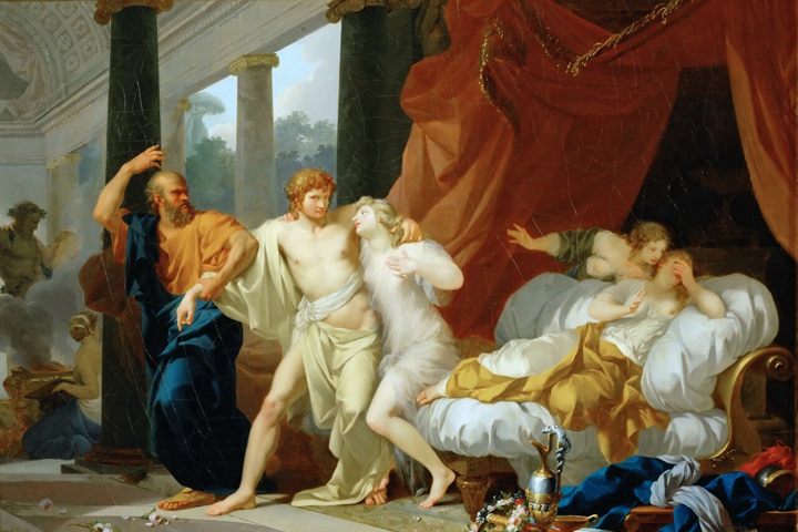 Jean-Baptiste Regnault, Socrates Tears Alcibiades from the Embrace of Sensual Pleasure, 1791