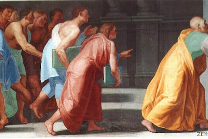 Zeno of Elea shows the doors of Truth and Falsity, El Escorial