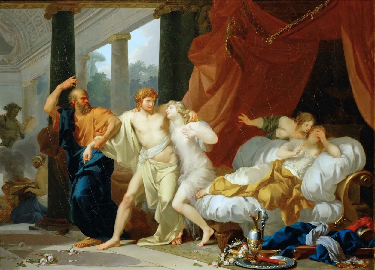 Jean-Baptiste Regnault, Socrates Tears Alcibiades from the Embrace of Sensual Pleasure, 1791